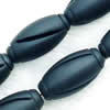 Gemstone beads, sand surface black stone, rice, 17x35mm, Sold per 16-inch Strand