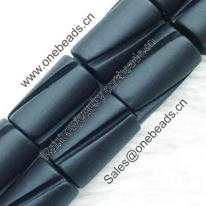 Gemstone beads, sand surface black stone, tube, 12x20mm, Sold per 16-inch Strand