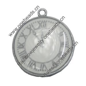 Pendant/Charm, Zinc Alloy Jewelry Findings, Lead-free, Clock 25mm, Sold by PC