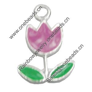 Zinc Alloy Enamel Pendant, Nickel-free & Lead-free, Flower 13x20mm, Sold by Bag