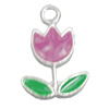 Zinc Alloy Enamel Pendant, Nickel-free & Lead-free, Flower 13x20mm, Sold by Bag