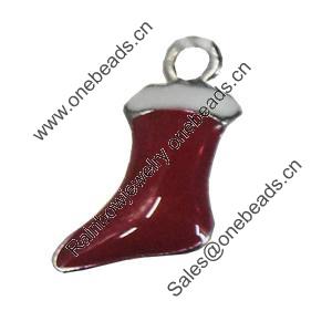 Zinc Alloy Enamel Pendant, Nickel-free & Lead-free, boot 9x15mm, Sold by PC