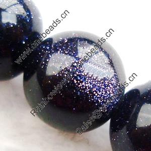 Gemstone beads, blue sand stone, round, 10mm, Sold per 7-7.5 inch Strand 
