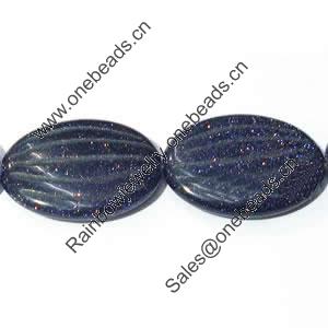 Gemstone beads, blue sand stone, oval, 40x30x8mm, Sold per 16-inch Strand 