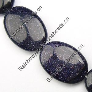 Gemstone beads, blue sand stone, oval, 35x25x8mm, Sold per 16-inch Strand 