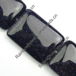 Gemstone beads, blue sand stone, rectangle, 30x20x7mm, Sold per 16-inch Strand 