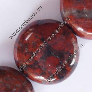 Gemstone beads, breciated jasper, coin, 12x12mm, Sold per 16-inch Strand 