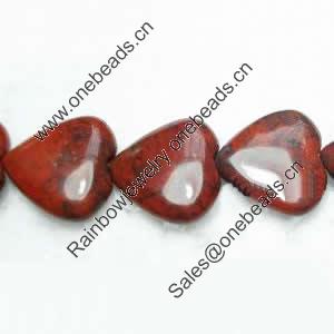 Gemstone beads, breciated jasper, heart, 16mm, Sold per 16-inch Strand 