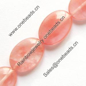 Gemstone beads, cherry quartz, oval, 12x16mm, Sold per 16-inch Strand