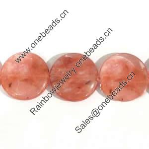 Gemstone beads, cherry quartz, coin, 20x20mm, Sold per 16-inch Strand 