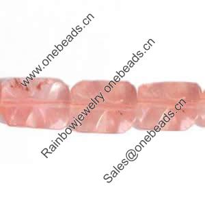 Gemstone beads, cherry quartz, rectangle wave, 18x25mm, Sold per 16-inch Strand 