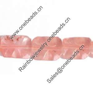 Gemstone beads, cherry quartz, rectangle wave, 14x17mm, Sold per 16-inch Strand 