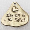 Zinc alloy jewelry findings, message Charm, Lead-free, 33x34mm, Sold by PC
