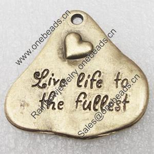 Zinc alloy jewelry findings, message Charm, Lead-free, 33x34mm, Sold by PC