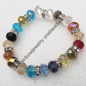 Glass Crystal Bracelet, Length:About 7.8 Inch, Sold by Strand