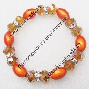 Glass Crystal Bracelet, Length:About 7.8 Inch, Sold by Strand