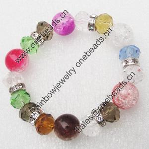 Glass Crystal Bracelet, Length:About 7.8 Inch, Sold by Strand