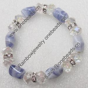 Glass Crystal Bracelet, Length:About 7.8 Inch, Sold by Strand