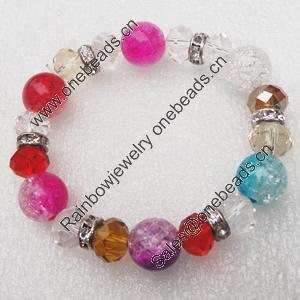 Glass Crystal Bracelet, Length:About 7.8 Inch, Sold by Strand