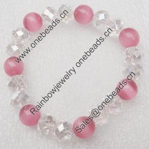 Glass Crystal Bracelet, Length:About 7.8 Inch, Sold by Strand