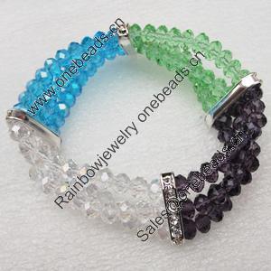 Glass Crystal Bracelet, Length:About 7.8 Inch, Sold by Strand