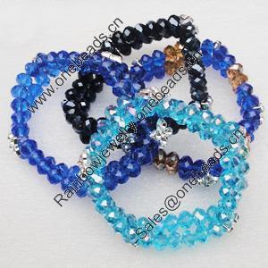 Glass Crystal Bracelet, mix color, Length:About 7.8 Inch, Sold by Group