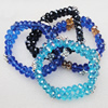 Glass Crystal Bracelet, mix color, Length:About 7.8 Inch, Sold by Group