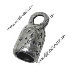 Zinc Alloy Cord End Caps, lead-free, 7x15mm, hole:3mm, Sold by Bag 