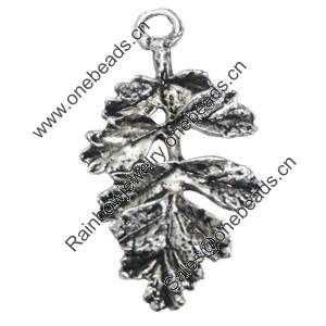 Pendant/Charm, Zinc Alloy Jewelry Findings, Lead-free, Leaf 18x32mm, Sold by Bag