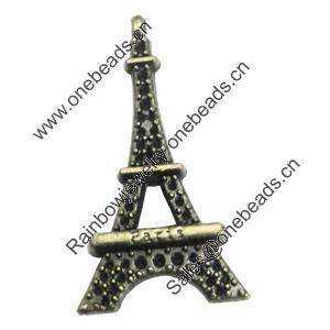 Pendant/Charm, Zinc Alloy Jewelry Findings, Lead-free, Tower 16x31mm, Sold by Bag