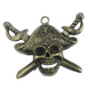 Pendant/Charm, Zinc Alloy Jewelry Findings, Lead-free, skeleton 44x37mm, Sold by Bag