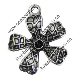 Pendant/Charm, Zinc Alloy Jewelry Findings, Lead-free, Flower 20mm, Sold by Bag