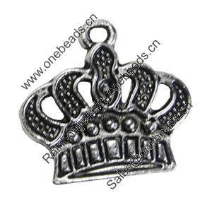 Pendant/Charm, Zinc Alloy Jewelry Findings, Lead-free, Crown 23x22mm, Sold by Bag