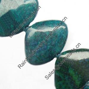 Gemstone beads, chtysocolla (dyed), triangle, 24x32mm, Sold per 16-inch Strand