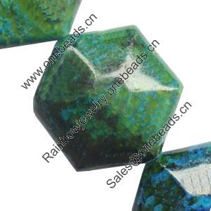 Gemstone beads, chtysocolla (dyed), hexagon, 19x19mm, Sold per 15-inch Strand