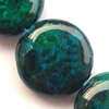Gemstone beads, chtysocolla, coin, 14mm, Sold per 16-inch Strand