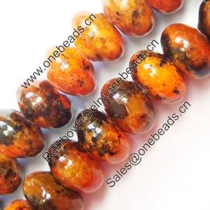 Gemstone beads, chtysocolla (dyed), roundel, 5x8mm, Sold per 15-inch Strand