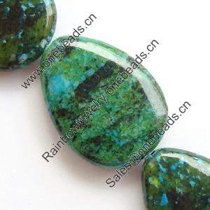 Gemstone beads, chtysocolla (dyed), flat teardrop, 34x24x8mm, Sold per 16-inch Strand