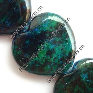 Gemstone beads, chtysocolla (dyed), heart, 24x25x6mm, Sold per 16-inch Strand