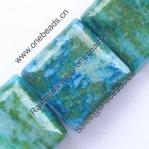 Gemstone beads, chtysocolla (dyed), square,15mm, Sold per 16-inch Strand