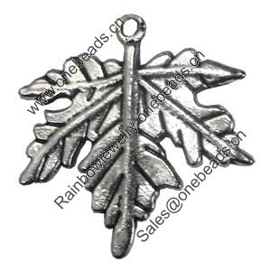 Pendant/Charm, Zinc Alloy Jewelry Findings, Lead-free, Leaf 26x28mm, Sold by Bag