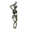 Pendant/Charm, Zinc Alloy Jewelry Findings, Lead-free, Skeleton 12x42mm, Sold by Bag
