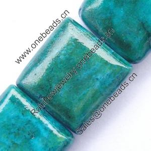 Gemstone beads, chtysocolla (dyed), square,15mm, Sold per 16-inch Strand