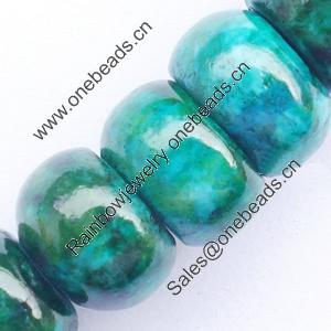 Gemstone beads, chtysocolla (dyed), roundel, 8x12mm, Sold per 16-inch Strand