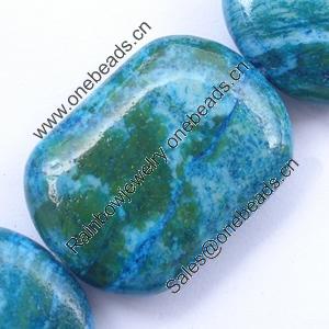 Gemstone beads, chtysocolla (dyed), oblong, 25x35mm, Sold per 16-inch Strand