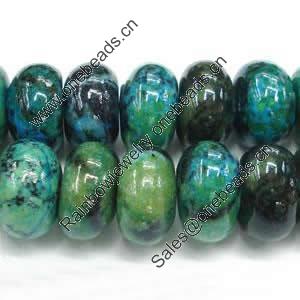 Gemstone beads, chtysocolla, roundel, 10x14mm, Sold per 16-inch Strand 