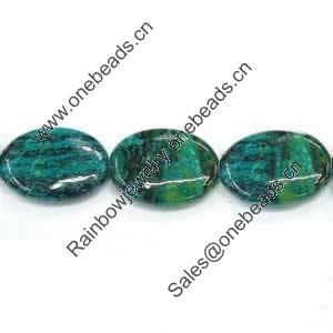 Gemstone beads, chtysocolla, oval, 22x30mm, Sold per 16-inch Strand 