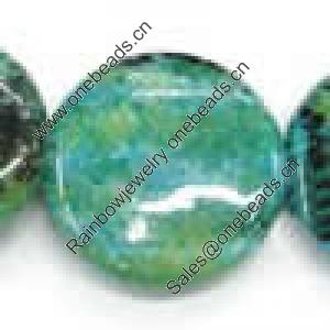 Gemstone beads, chtysocolla, coin, 22x22mm, Sold per 16-inch Strand 