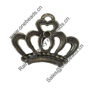 Pendant/Charm, Zinc Alloy Jewelry Findings, Lead-free, crown 18x20mm, Sold by Bag