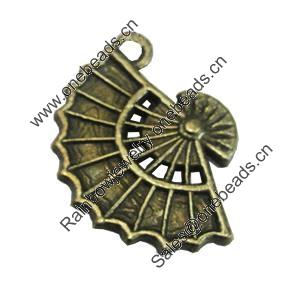 Pendant/Charm, Zinc Alloy Jewelry Findings, Lead-free, Fan 16x22mm, Sold by Bag